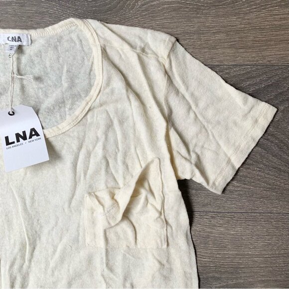 Revolve LNA Short Sleeve Torn Pocket Tee Oversized T-Shirt Scoop Neck Size XS - Picture 6 of 11